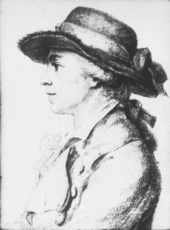 Silberpoint drawing of a young man in profile, wearing a hat