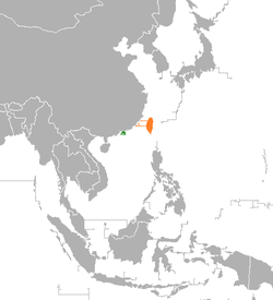 Map indicating locations of Hong Kong and Taiwan