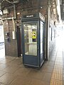 The Grade II listed telephone kiosk on platform 3