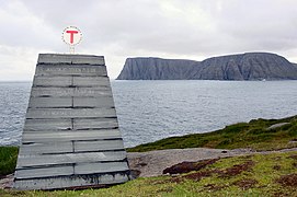 Norwegian National Trekking Association cairn (at Knivskjellodden)