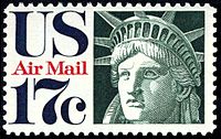 Head of Liberty, U.S. airmail stamp, 1971
