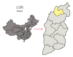 Location of Shuozhou City jurisdiction in Shanxi
