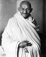 Photographic portrait of Mahatma Gandhi