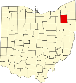 Map of Ohio highlighting Portage County