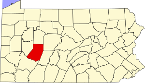 Map of Pennsylvania highlighting Indiana County