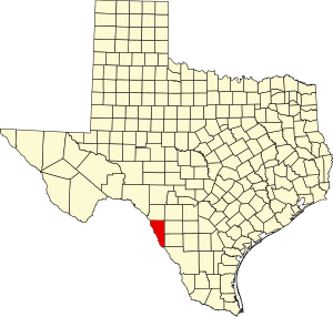 Map of Texas highlighting Maverick County