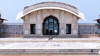 The Naulakha Pavilion at the Lahore Fort in Pakistan displays the distinct Bengali Do-chala style roof.[19]