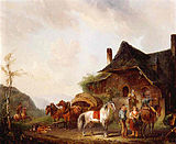 Pieter van Os (undated): Horsemen and travellers outside an inn, private collection.