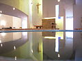 Interior, Chapel of St. Ignatius, Seattle University, designed by Steven Holl and 1994–1997, "seven bottles of light in a stone box"[211][212]