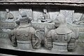 Tang tomb guardians wearing mountain pattern armour, from the tomb of Wang Jian (c. 900 AD)