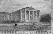 Illustration of Geneva's Temple Unique, according to a postcard, around 1870