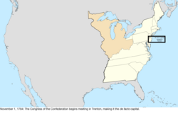 Map of the change to the United States in central North America on November 1, 1784