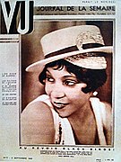 Vu, issue N°77, Wednesday, 4 September 1929, front cover, with Adelaide Hall star of Blackbirds at the Moulin Rouge, titled "Au revoir Black Birds !", saying farewell after a production run of four months