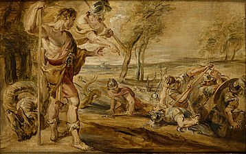 Cadmus sowing dragon's teeth; workshop of Peter Paul Rubens, 17th century