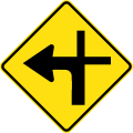(W9-3) Modified crossroad intersection (left)