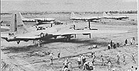 B-29 Superfortress bombers shortly before participating in the attack