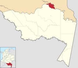 Location of the municipality and town of La Victoria, Amazonas in the Amazonas Department of Colombia