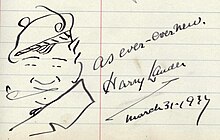 Image is a simple self portrait and signature on lined paper, dated 31 March 1937, with the message "as ever – ever new"