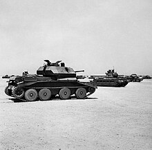 Photograph of an infantry and cruiser tank side by side