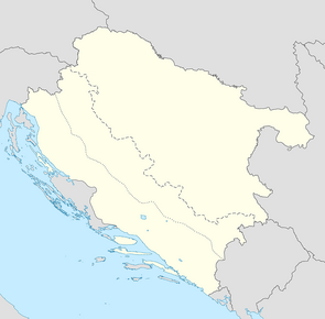 A map of the NDH showing the location of Nevesinje, eastern Herzegovina in the southeastern corner of the country near the Adriatic coast