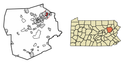 Location of Pittston in Luzerne County, Pennsylvania