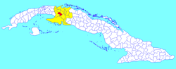 Pedro Betancourt municipality (red) within Matanzas Province (yellow) and Cuba