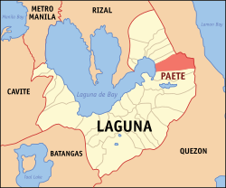 Map of Laguna with Paete highlighted