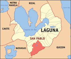 Map of Laguna with San Pablo highlighted