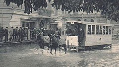 Rösslitram während der Überschwemmung von 1910, Aufnahme von Synnberg & Pfyffer