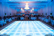 Hotel banquet hall with wedding reception