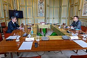 Secretary Blinken with French President Emmanuel Macron in Paris, June 2021