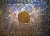A Macedonian mosaic of the Kasta Tomb in Amphipolis depicting the abduction of Persephone by Pluto, 4th century BC