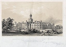 North-east view of the hospital, 1850s