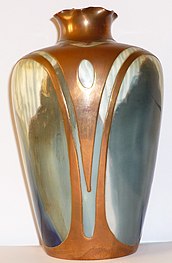 Vase (um 1900) von Rosenthal, Porzellan und Kupfer