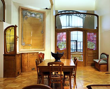 Dining room furniture and wall panel from the Hôtel Aubecq (1902–1904)