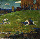 Wassily Kandinsky, 1903, Der Blaue Reiter painting, Der Blaue Reiter 21.1 cm × 54.6 cm (8.3 in × 21.5 in)