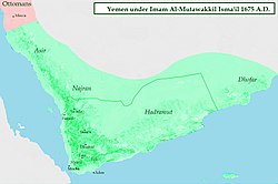 Qasimid State under the rule of Al-Mutawakkil Isma'il (1675)