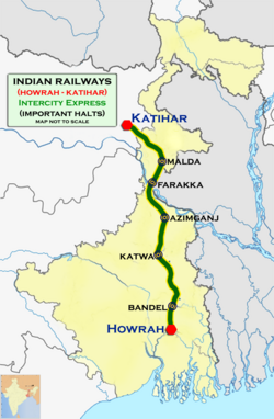 (Howrah–Katihar) Express route map
