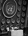 Escutcheons in the UNGA hall intended to be emblazoned with national arms, including France's,[26] but removed in 1956[27][28]
