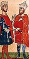 Frederick II, Holy Roman Emperor (left) meets Al-Kamil of Ayyubid (right).
