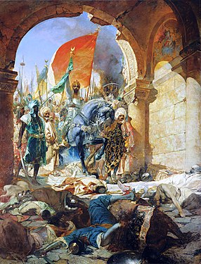 Einzug des siegreichen Sultans in die eroberte Stadt, orientalistisches Gemälde von Jean-Joseph Benjamin-Constant, 1876