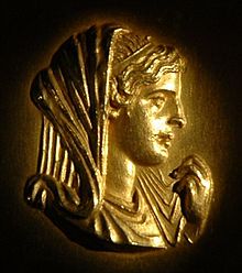 Roman medallion of Olympias, the fourth wife of Philip II and mother of Alexander the Great. From the Museum of Thessaloniki.