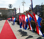 A series of Croatian flags during Statehood Day in 2007.