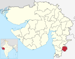 Location of Dang district in Gujarat