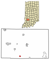 Location of Newberry in Greene County, Indiana.