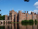 Herstmonceux Castle with Attached Bridges to North and South and Causeway with Moat Retaining Walls to West