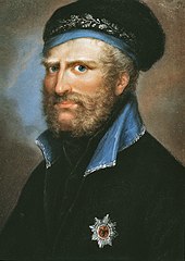 Duke of Brunswick in black uniform and light blue collar