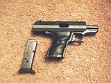 Hi-Point C380 pistol with the slide locked back