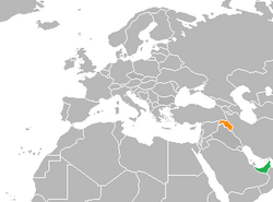 Map indicating locations of United Arab Emirates and Kurdistan Region