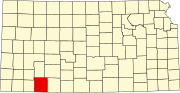 Map of Kansas highlighting Meade County